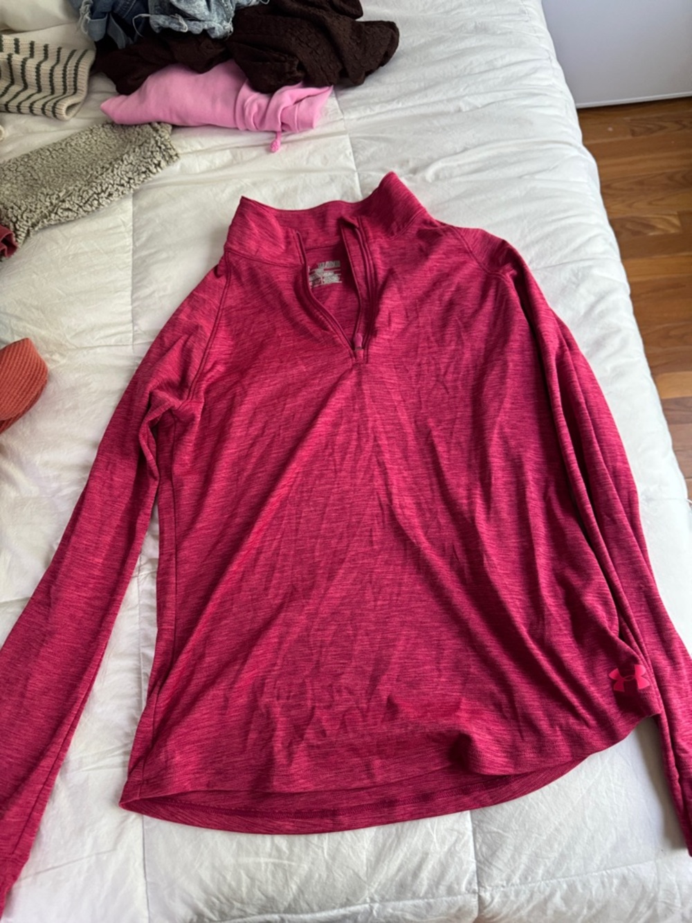 Under Armour Women's Heather Raspberry Quarter-Zip Pullover